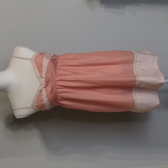 Anthropologie Feather Bone dress adj strap pink gold size medium silk blend med - Picture 1 of 11
